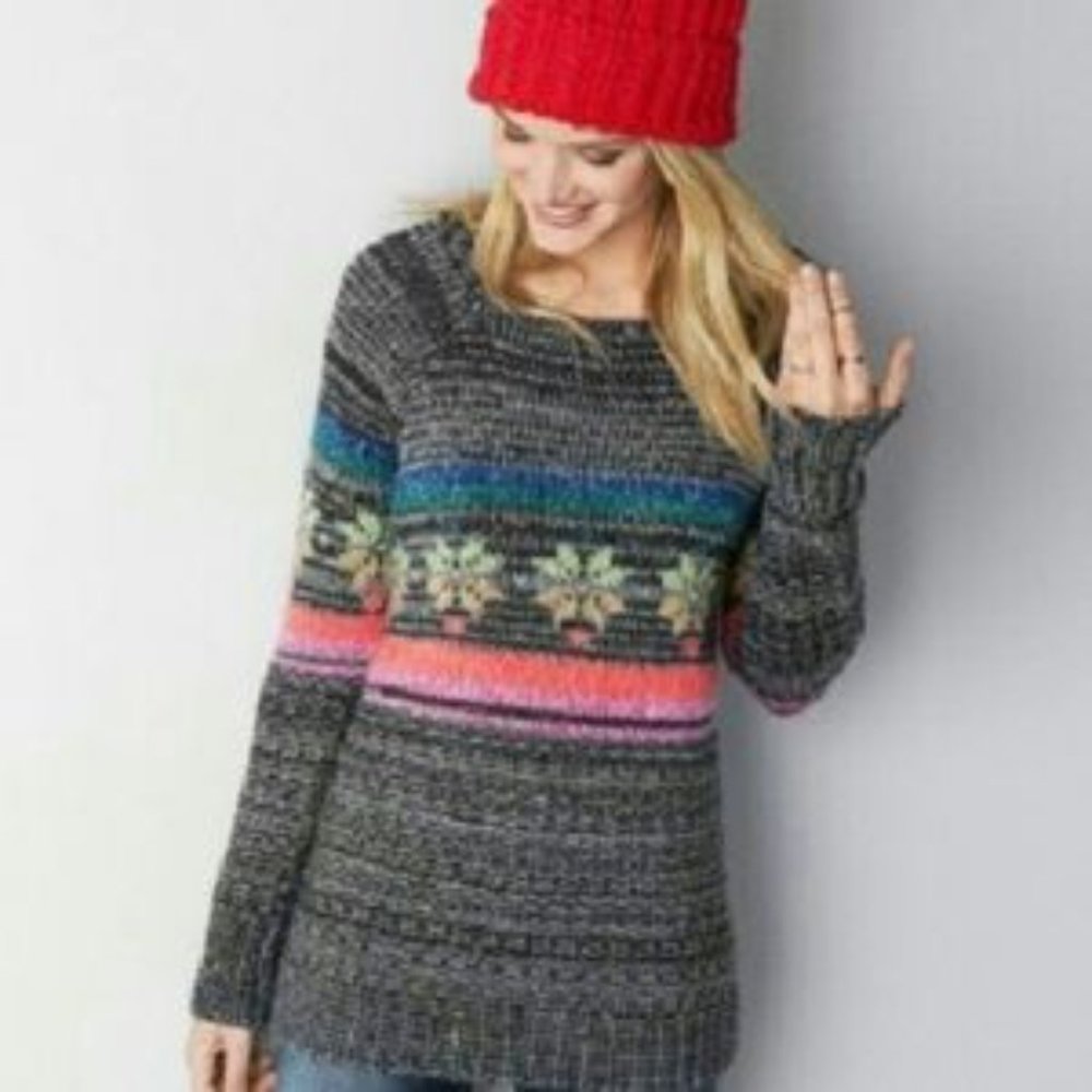 AMERICAN EAGLE FAIR ISLE WOOL BLEND JEGGING SWEATER SNOWFLAKES SMALL